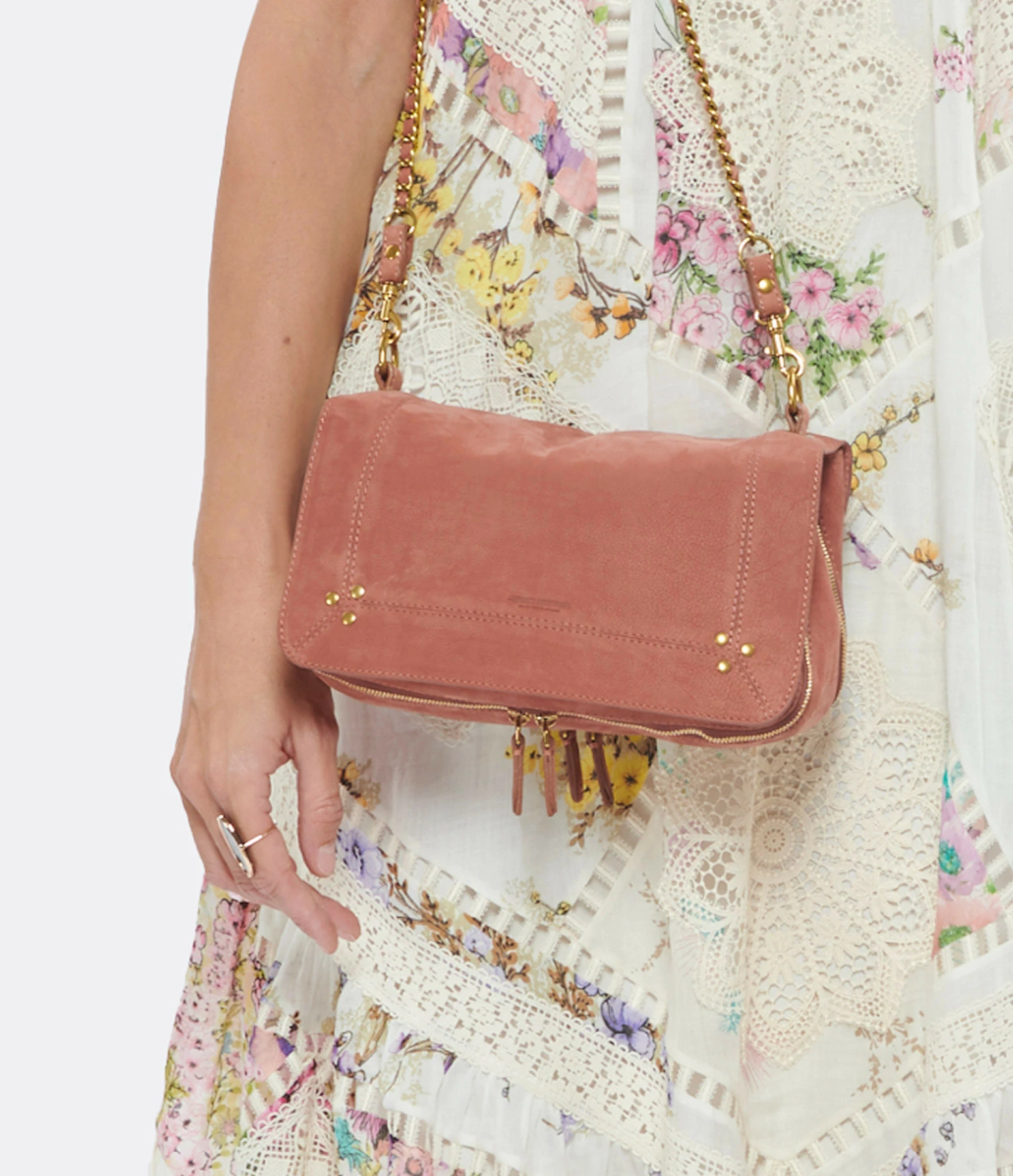 JEROME DREYFUSS Sac Bobi Cuir Suédé Bois De Rose 7 JEROME DREYFUSS Sac Bobi Cuir Suédé Bois De Rose – Image 5