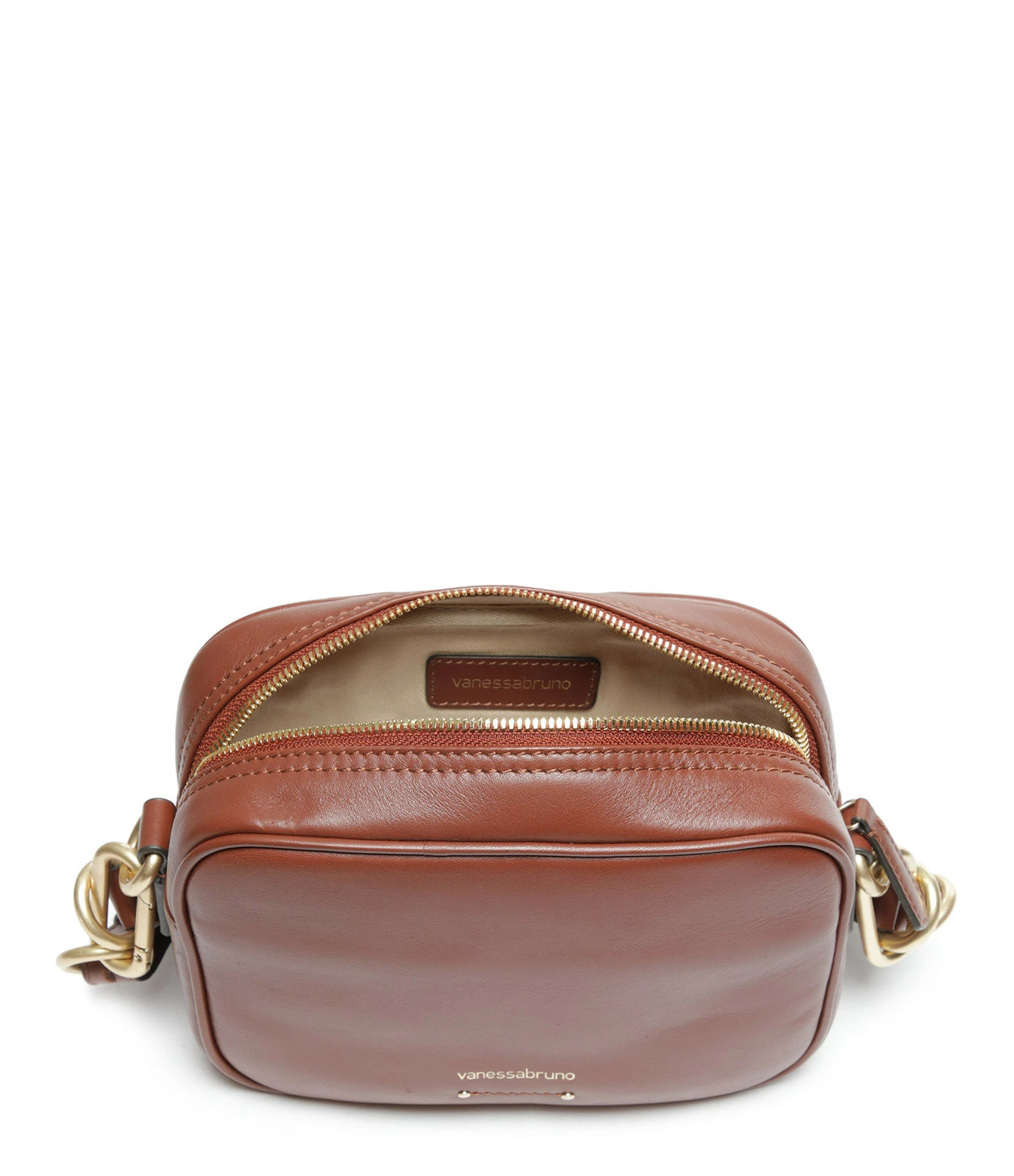VANESSA BRUNO Sac Holly Cuir Lisse Cognac 5 VANESSA BRUNO Sac Holly Cuir Lisse Cognac – Image 3