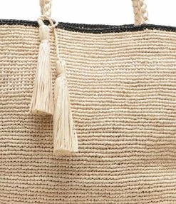 MAISON N.H Cabas Rose Marie Grand Raphia Naturel Noir -jerome dreyfuss shop unnamed file 103