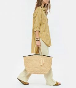 MAISON N.H Cabas Rose Marie Grand Raphia Naturel Noir -jerome dreyfuss shop unnamed file 105