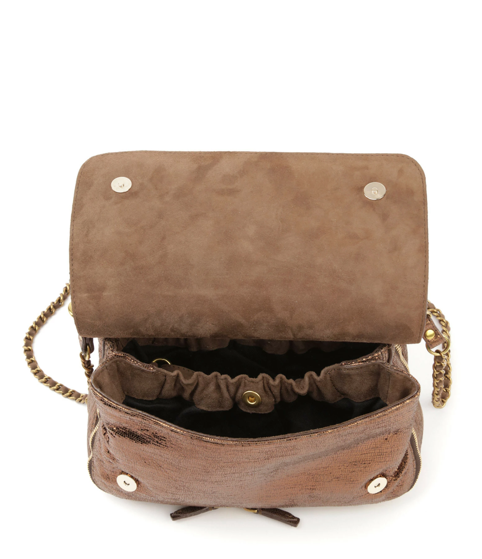 JEROME DREYFUSS Sac Bobi Cuir Lamé Bronze 5 JEROME DREYFUSS Sac Bobi Cuir Lamé Bronze – Image 3