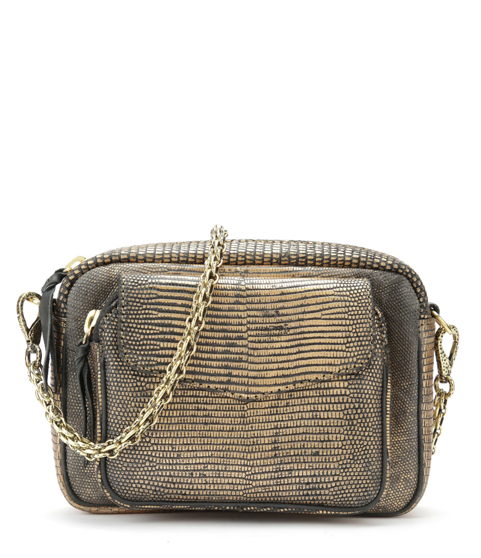 CLARIS VIROT Sac Charly Lézard Doré Vieilli 3 CLARIS VIROT Sac Charly Lézard Doré Vieilli