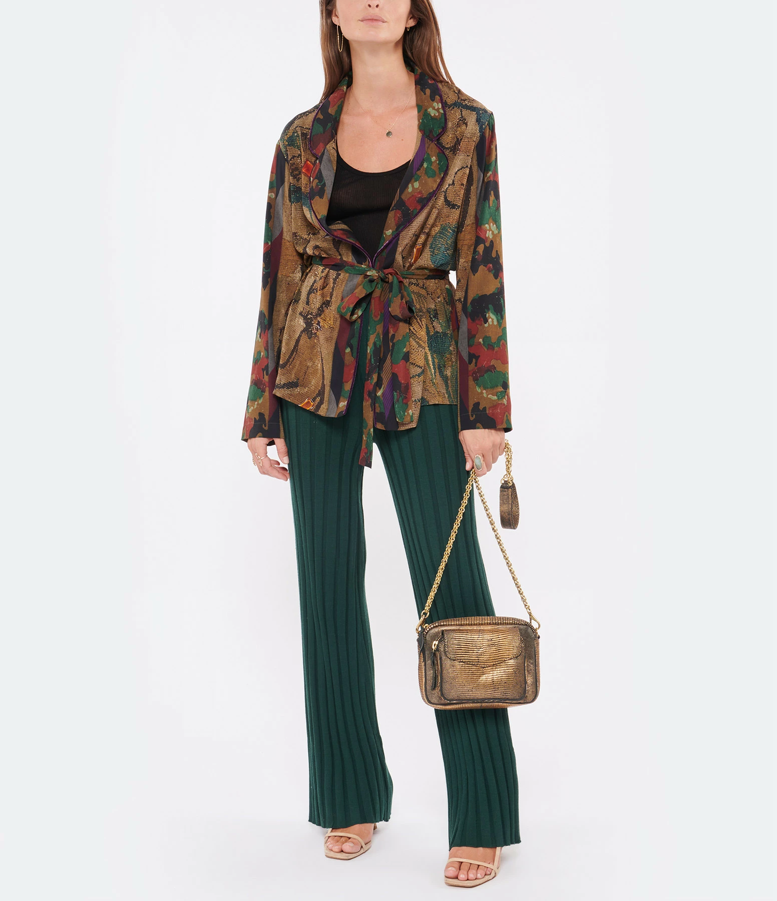 CLARIS VIROT Sac Charly Lézard Doré Vieilli 7 CLARIS VIROT Sac Charly Lézard Doré Vieilli – Image 5