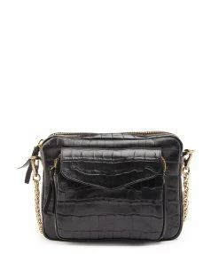 Sac Charly Cuir Embossé Croco Noir, Collaboration Lulli X Claris Virot