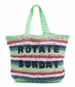 ROTATE Sac Shopping Neeti Raphia Rayures Vert