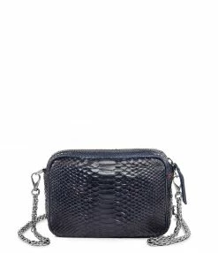 CLARIS VIROT Sac Charly Python Navy Argenté -jerome dreyfuss shop unnamed file 1146