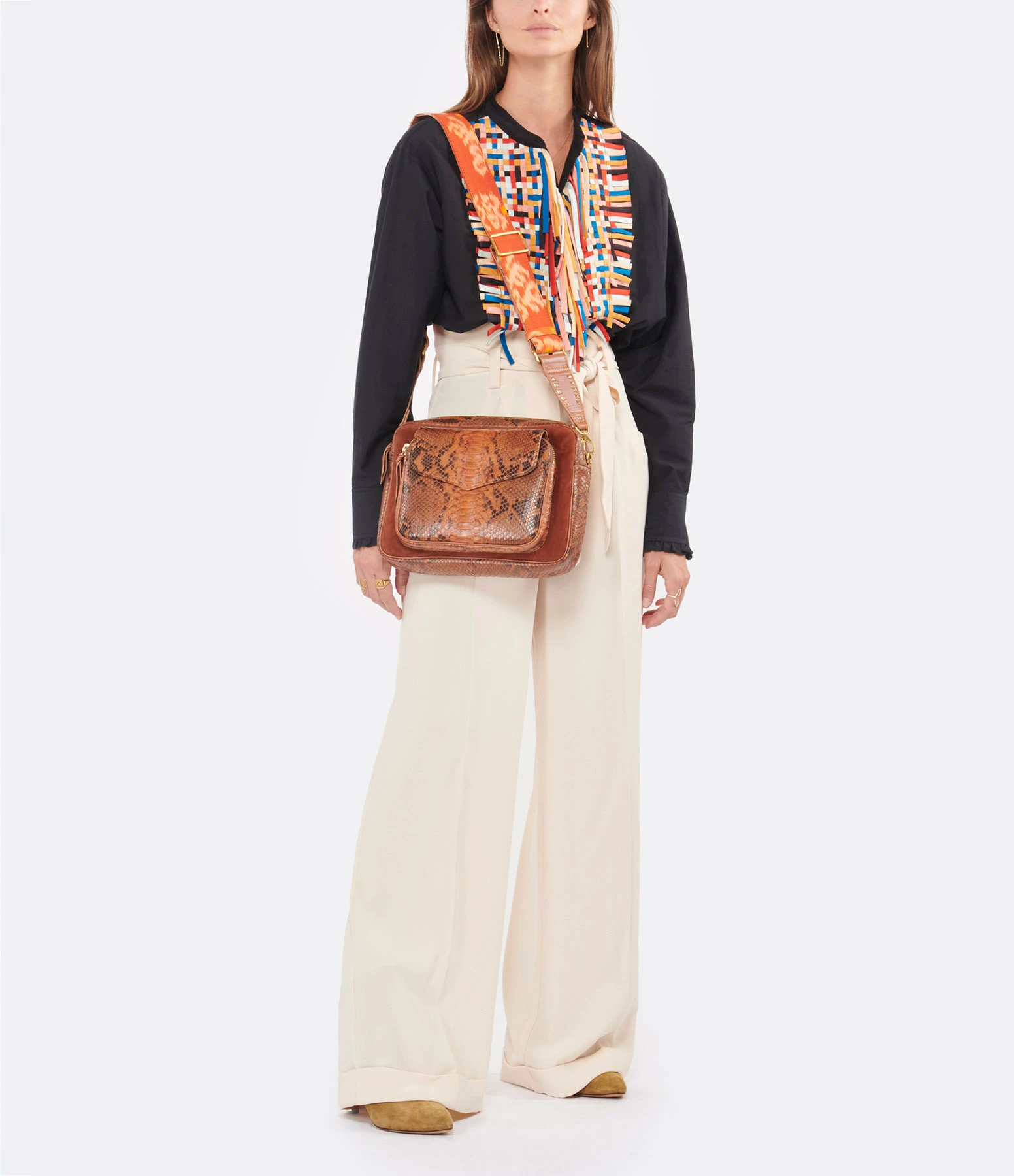 CLARIS VIROT Sac Jumbo Charly Bandoulière Python Moka 8 CLARIS VIROT Sac Jumbo Charly Bandoulière Python Moka – Image 6