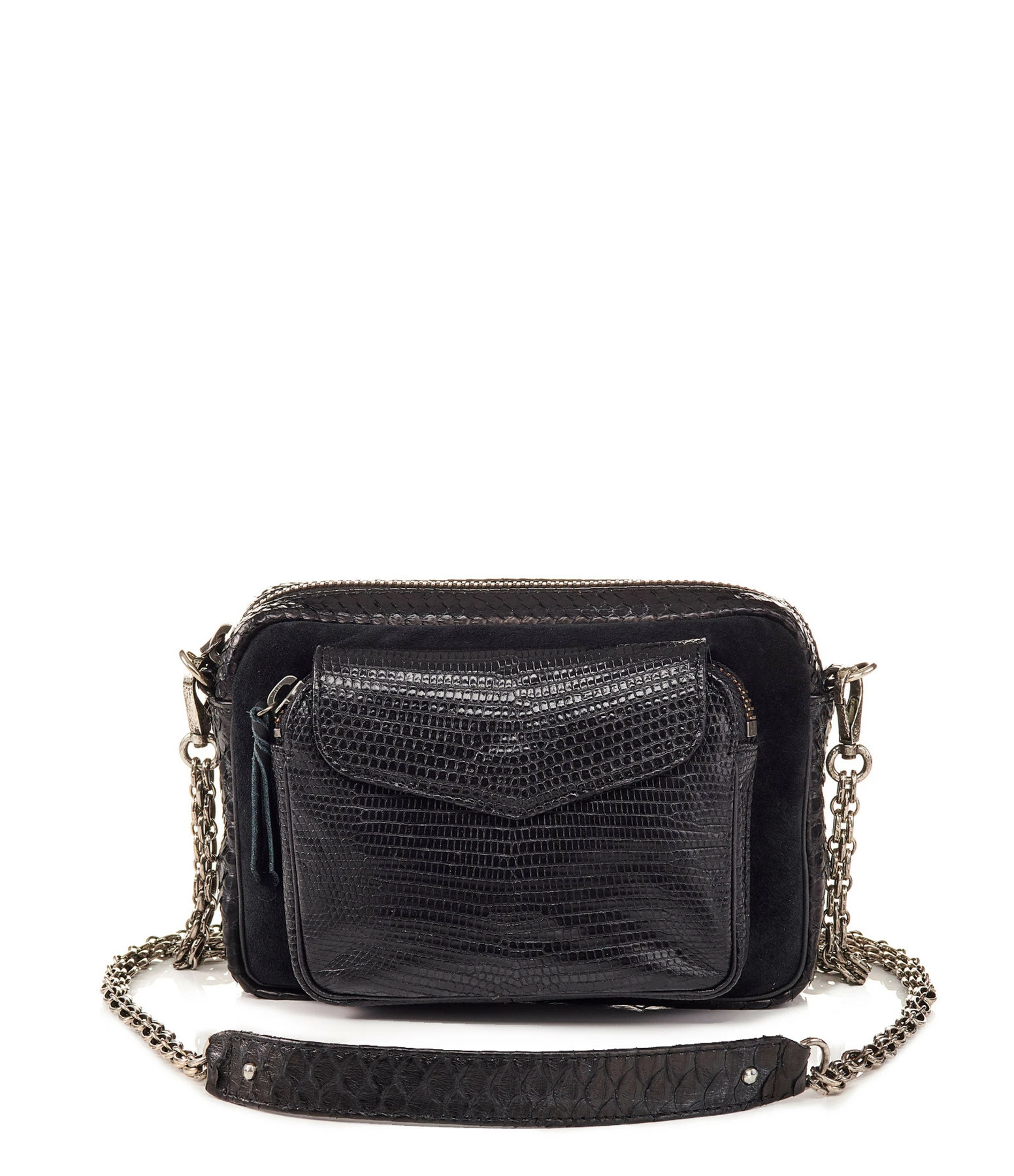 CLARIS VIROT Sac Charly Python Noir Suédé 3 CLARIS VIROT Sac Charly Python Noir Suédé