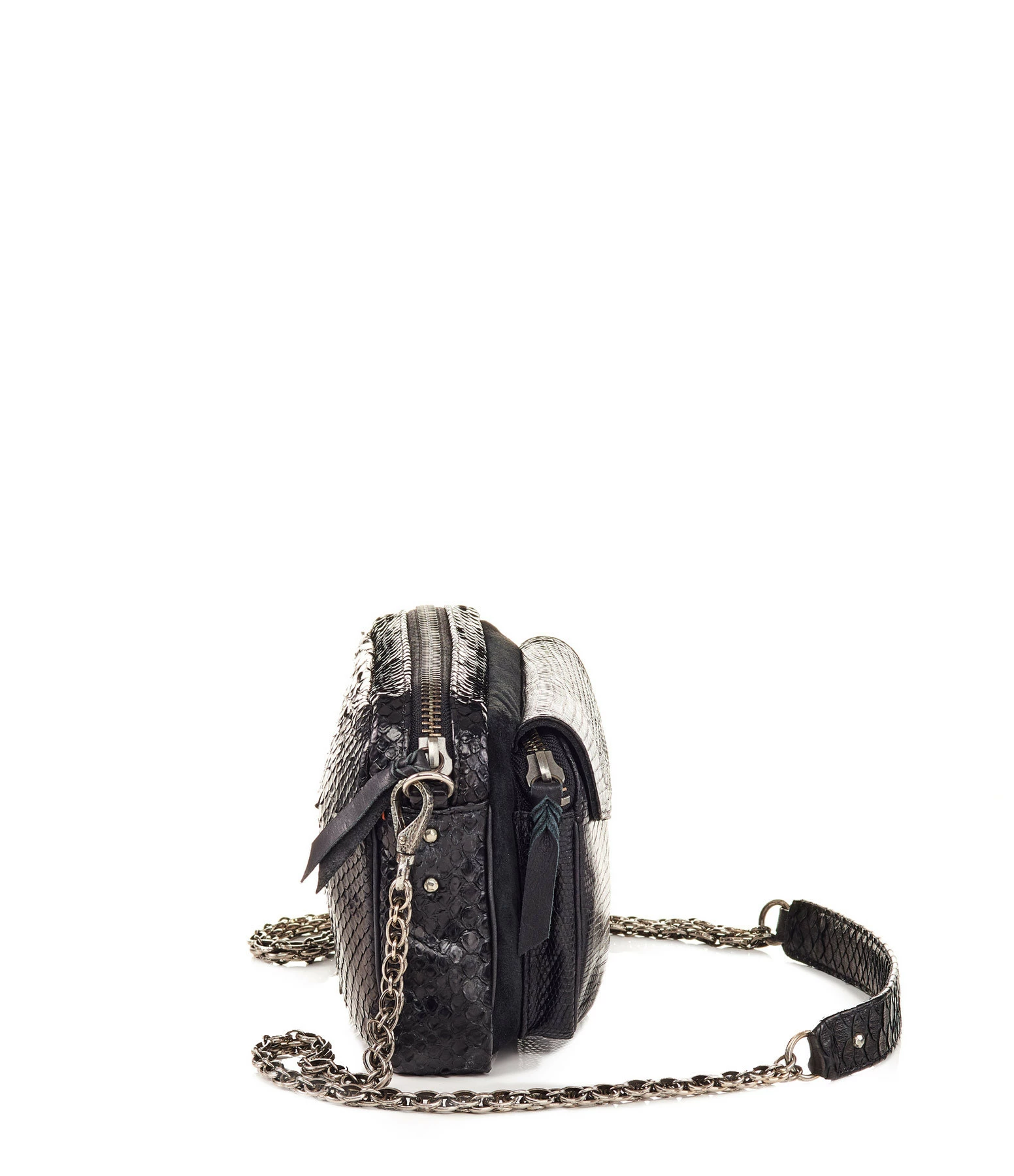 CLARIS VIROT Sac Charly Python Noir Suédé 4 CLARIS VIROT Sac Charly Python Noir Suédé – Image 2