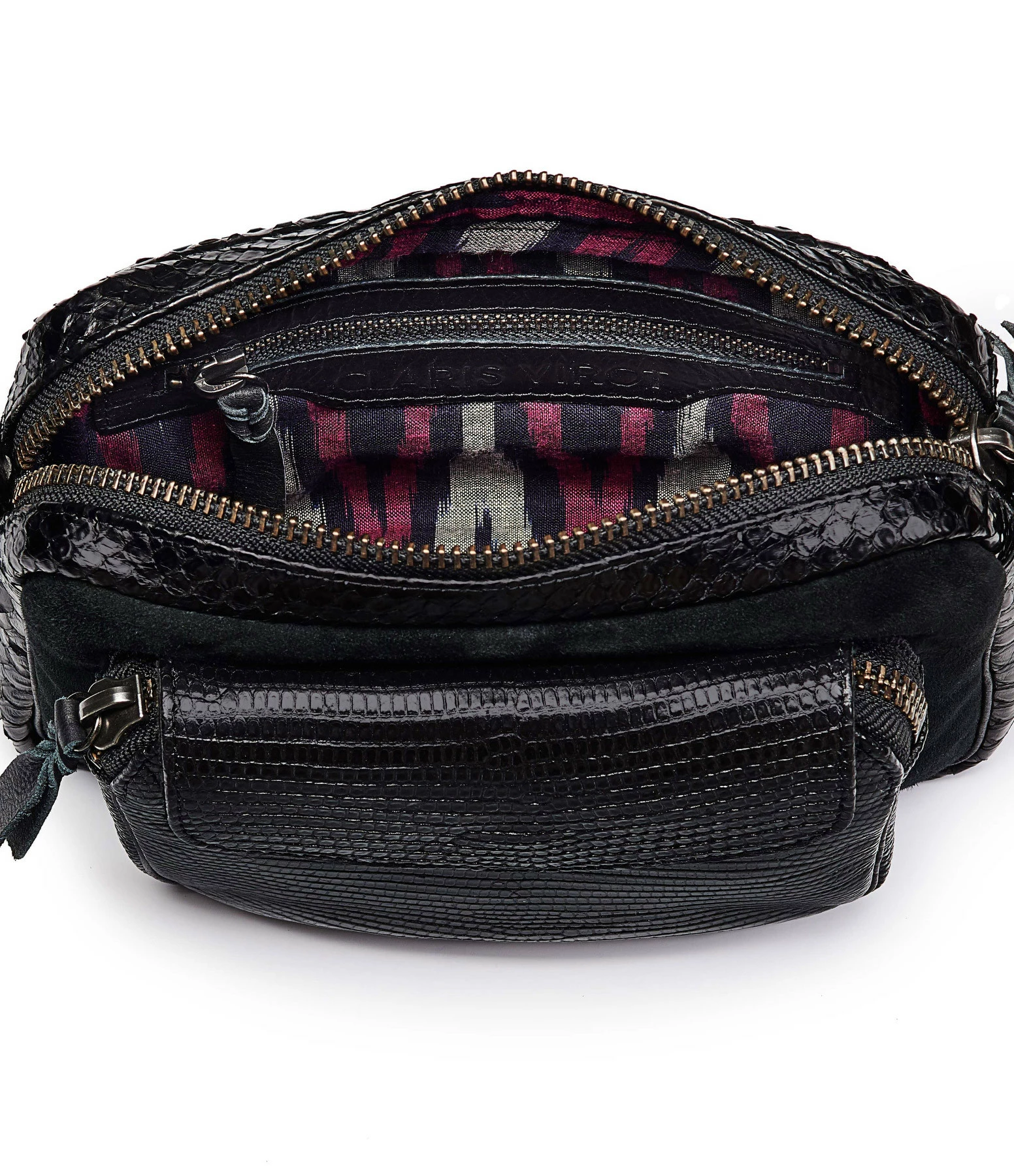 CLARIS VIROT Sac Charly Python Noir Suédé 6 CLARIS VIROT Sac Charly Python Noir Suédé – Image 4