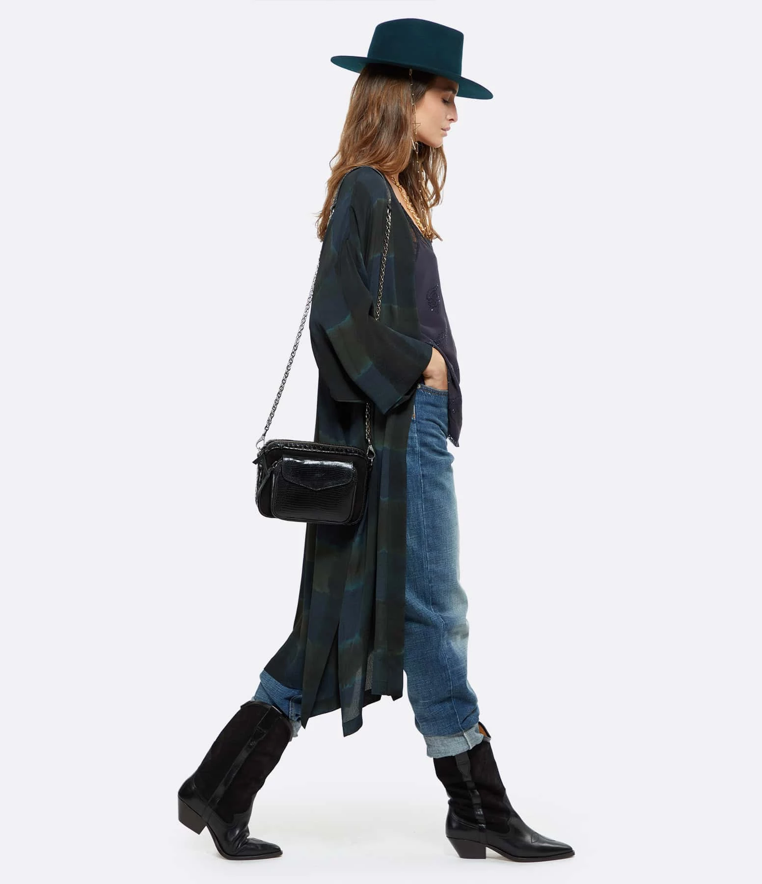 CLARIS VIROT Sac Charly Python Noir Suédé 8 CLARIS VIROT Sac Charly Python Noir Suédé – Image 6