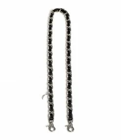 ZADIG & VOLTAIRE Bandoulière Chaîne Cuir Grainé Noir Argenté