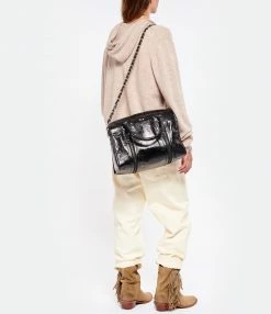 ZADIG & VOLTAIRE Bandoulière Chaîne Cuir Grainé Noir Argenté 9 ZADIG & VOLTAIRE Bandoulière Chaîne Cuir Grainé Noir Argenté -jerome dreyfuss shop unnamed file 1186