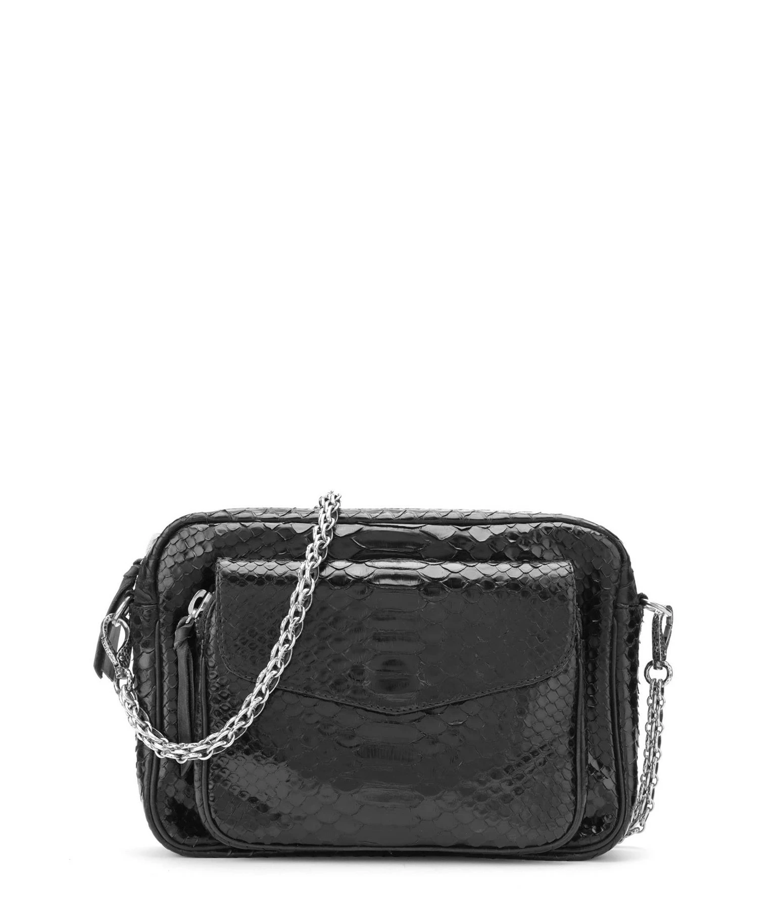 CLARIS VIROT Sac Charly Python Noir Chaîne Argenté 3 CLARIS VIROT Sac Charly Python Noir Chaîne Argenté