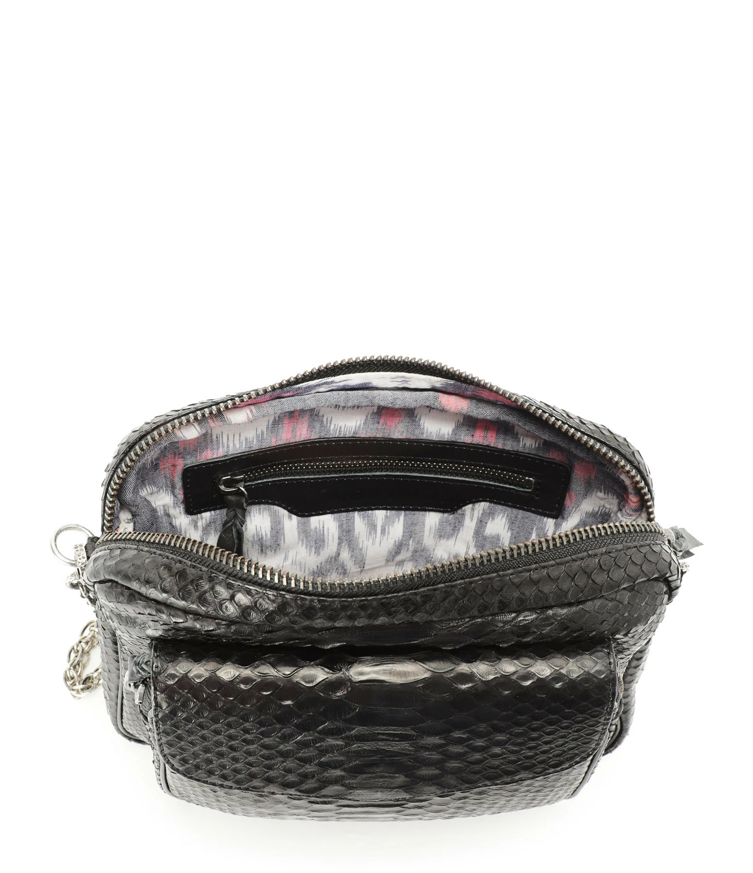CLARIS VIROT Sac Charly Python Noir Chaîne Argenté 5 CLARIS VIROT Sac Charly Python Noir Chaîne Argenté – Image 3
