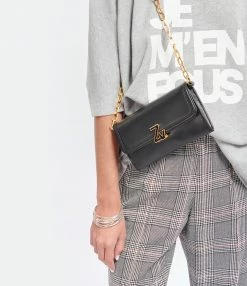 ZADIG & VOLTAIRE Sac ZV Initiale Le Long Chaîne Cuir Noir -jerome dreyfuss shop unnamed file 1234