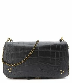 JEROME DREYFUSS Sac Bobi L Cuir Suédé Croco Noir