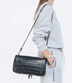 JEROME DREYFUSS Sac Bobi L Cuir Suédé Croco Noir -jerome dreyfuss shop unnamed file 1239