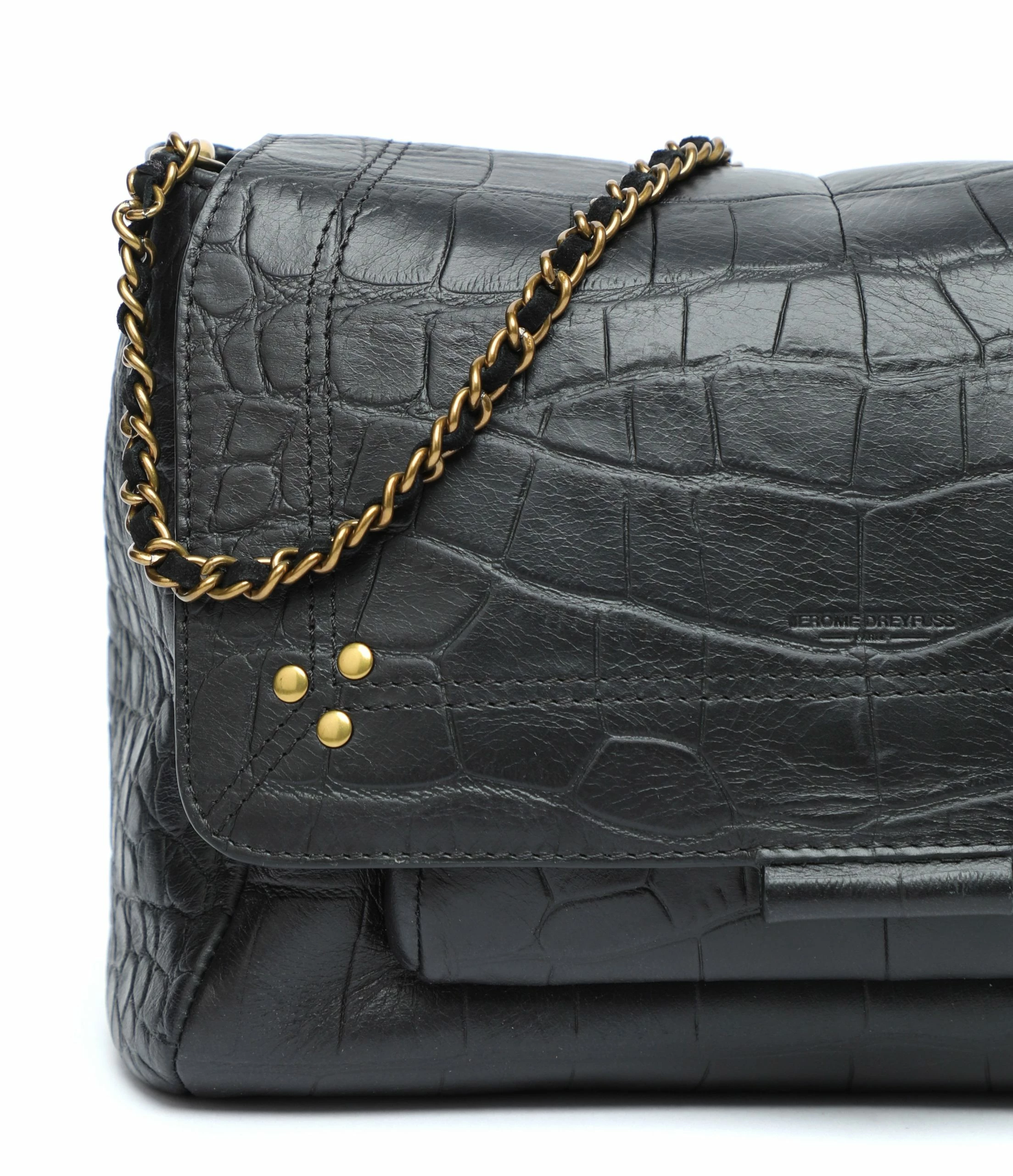 JEROME DREYFUSS Sac Lulu M Cuir Croco Noir 7 JEROME DREYFUSS Sac Lulu M Cuir Croco Noir – Image 5