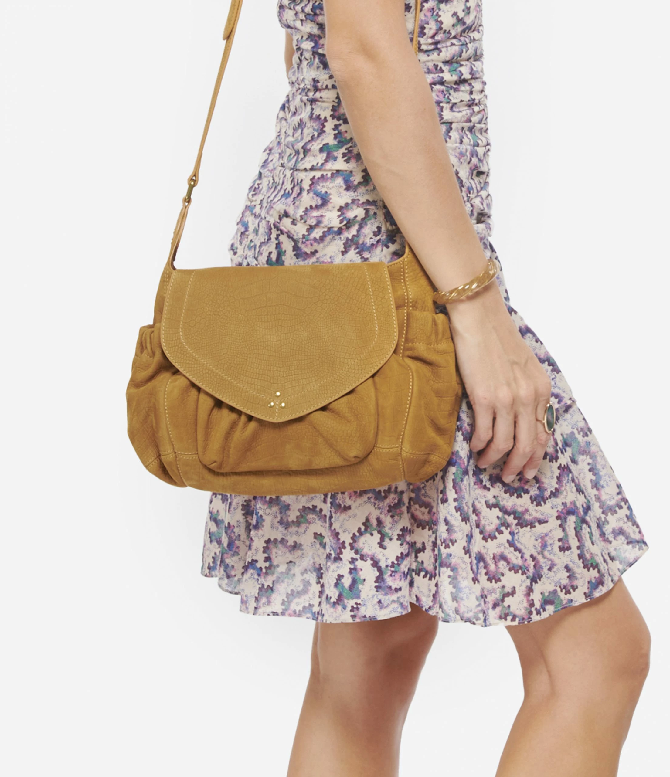 JEROME DREYFUSS Sac Helmut M Cuir Suédé Croco Lion 7 JEROME DREYFUSS Sac Helmut M Cuir Suédé Croco Lion – Image 5