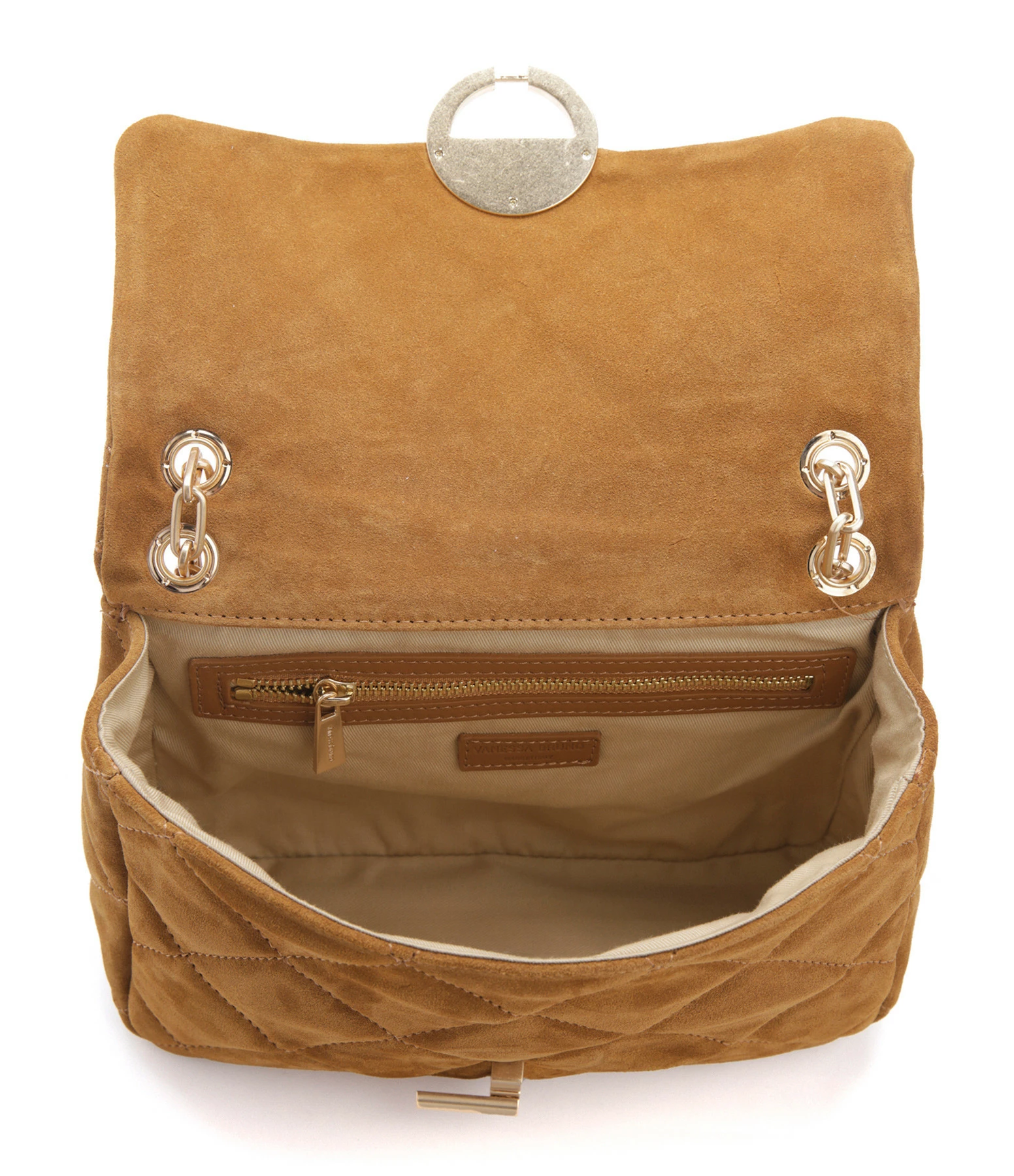 VANESSA BRUNO Sac Moon MM Cuir Suédé Noisette 5 VANESSA BRUNO Sac Moon MM Cuir Suédé Noisette – Image 3