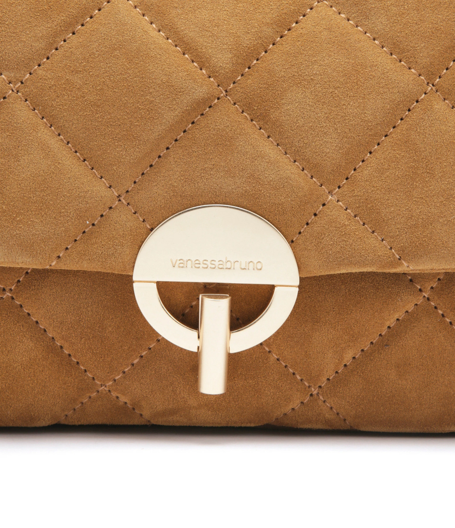 VANESSA BRUNO Sac Moon MM Cuir Suédé Noisette 6 VANESSA BRUNO Sac Moon MM Cuir Suédé Noisette – Image 4