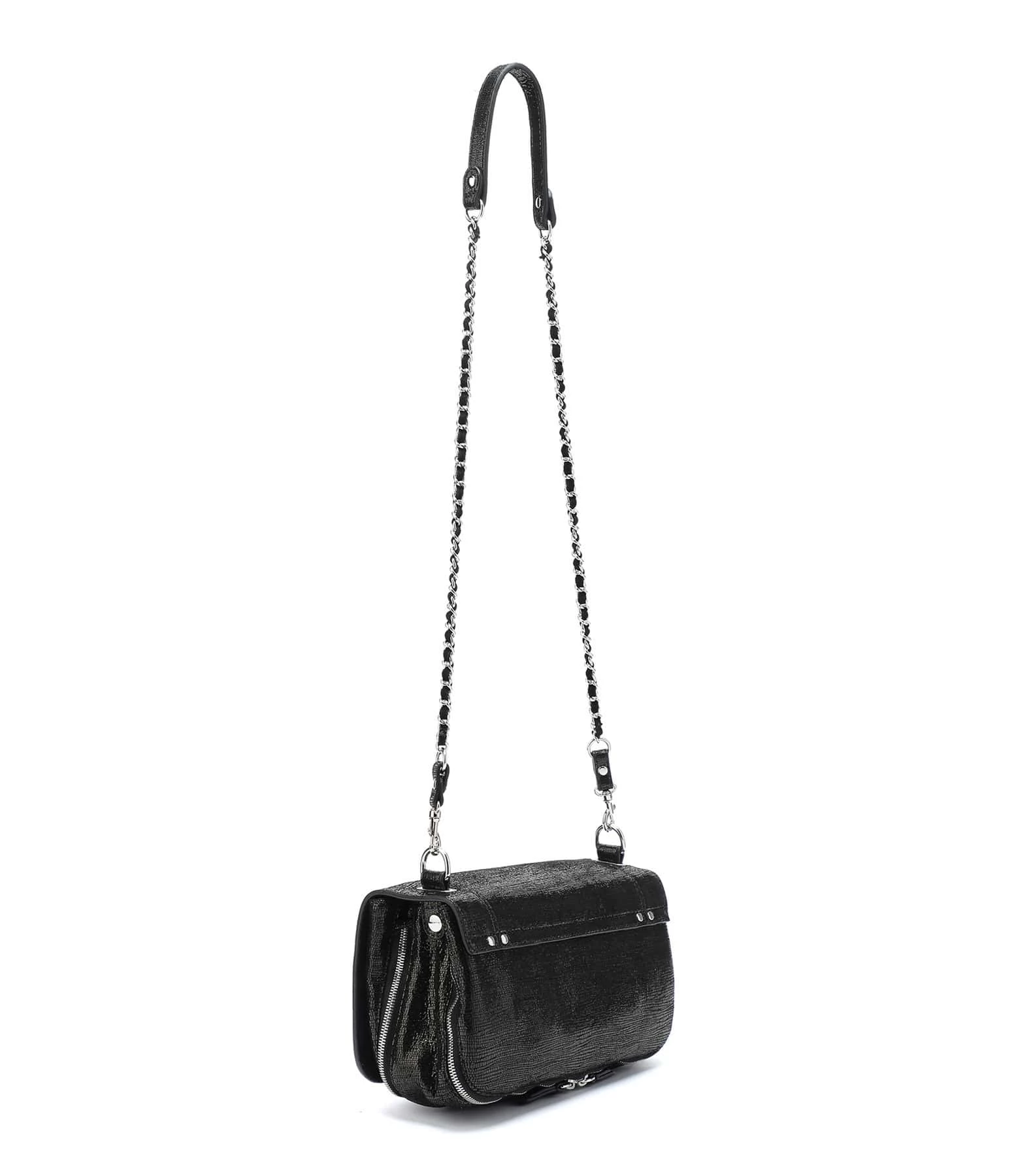 JEROME DREYFUSS Sac Bobi Cuir Lamé Noir 4 JEROME DREYFUSS Sac Bobi Cuir Lamé Noir – Image 2