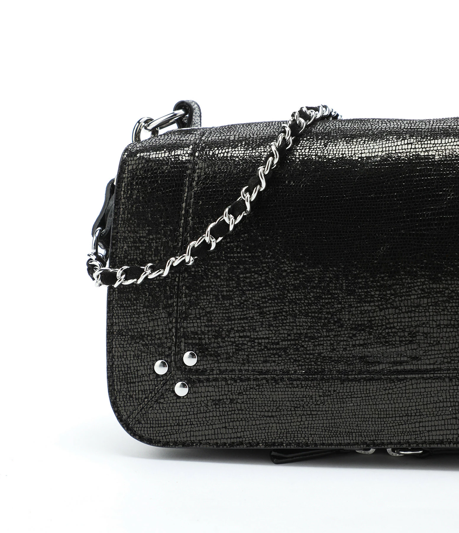 JEROME DREYFUSS Sac Bobi Cuir Lamé Noir 6 JEROME DREYFUSS Sac Bobi Cuir Lamé Noir – Image 4