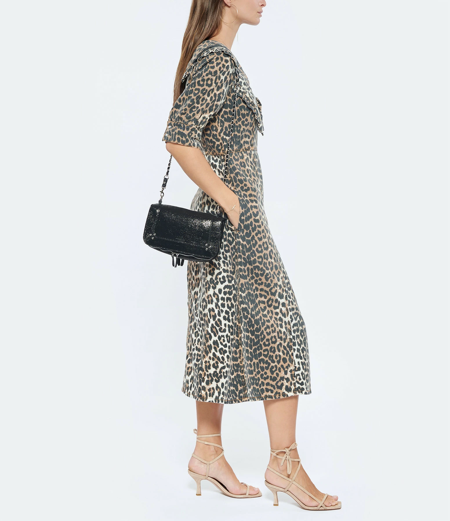 JEROME DREYFUSS Sac Bobi Cuir Lamé Noir 8 JEROME DREYFUSS Sac Bobi Cuir Lamé Noir – Image 6