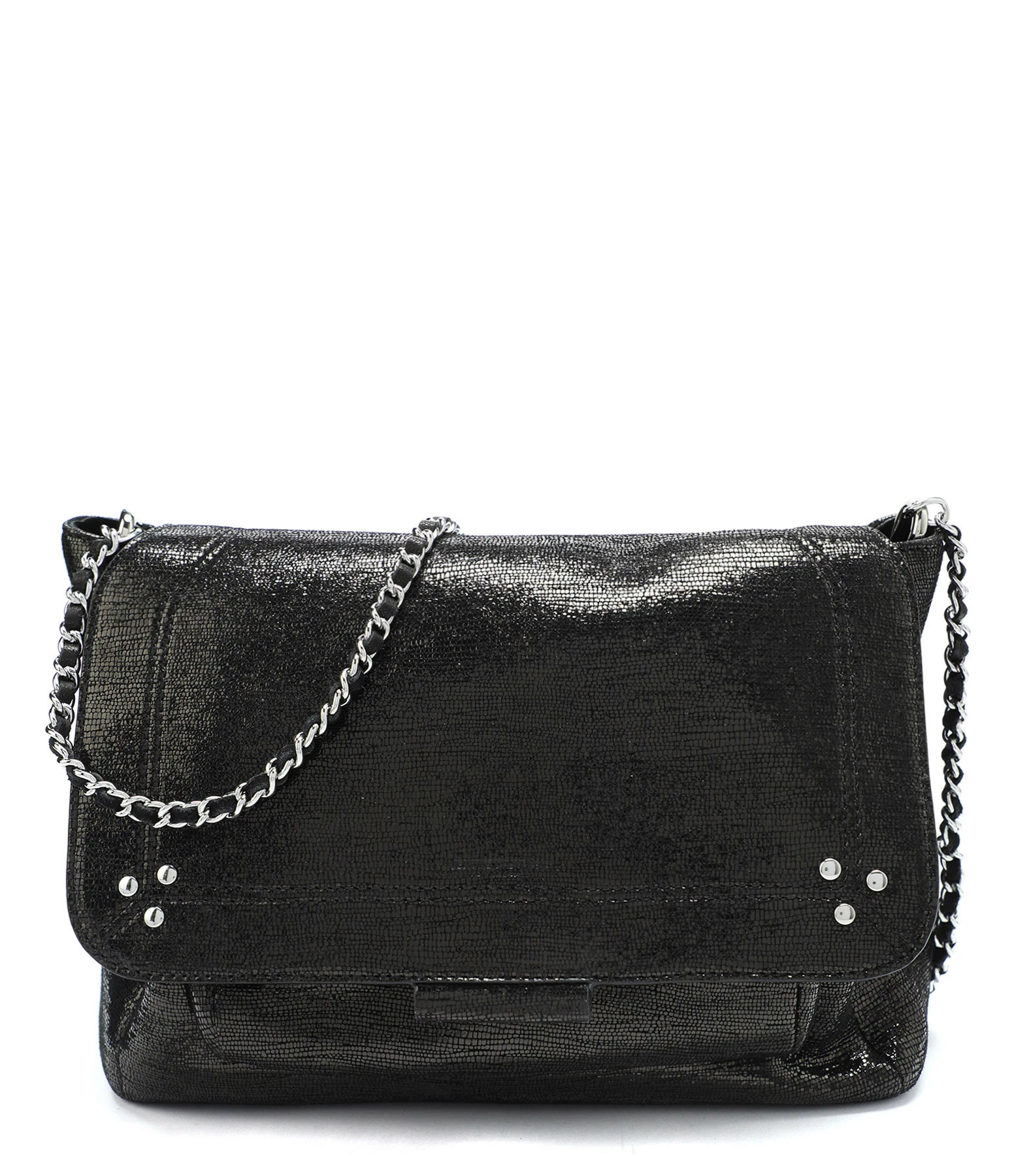 JEROME DREYFUSS Sac Lulu L Cuir Lamé Noir 3 JEROME DREYFUSS Sac Lulu L Cuir Lamé Noir