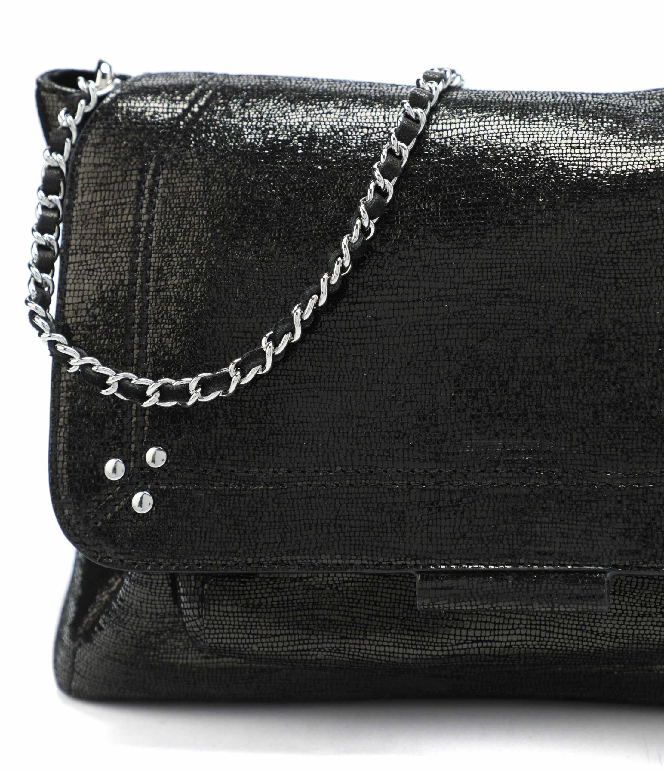 JEROME DREYFUSS Sac Lulu L Cuir Lamé Noir 7 JEROME DREYFUSS Sac Lulu L Cuir Lamé Noir – Image 5