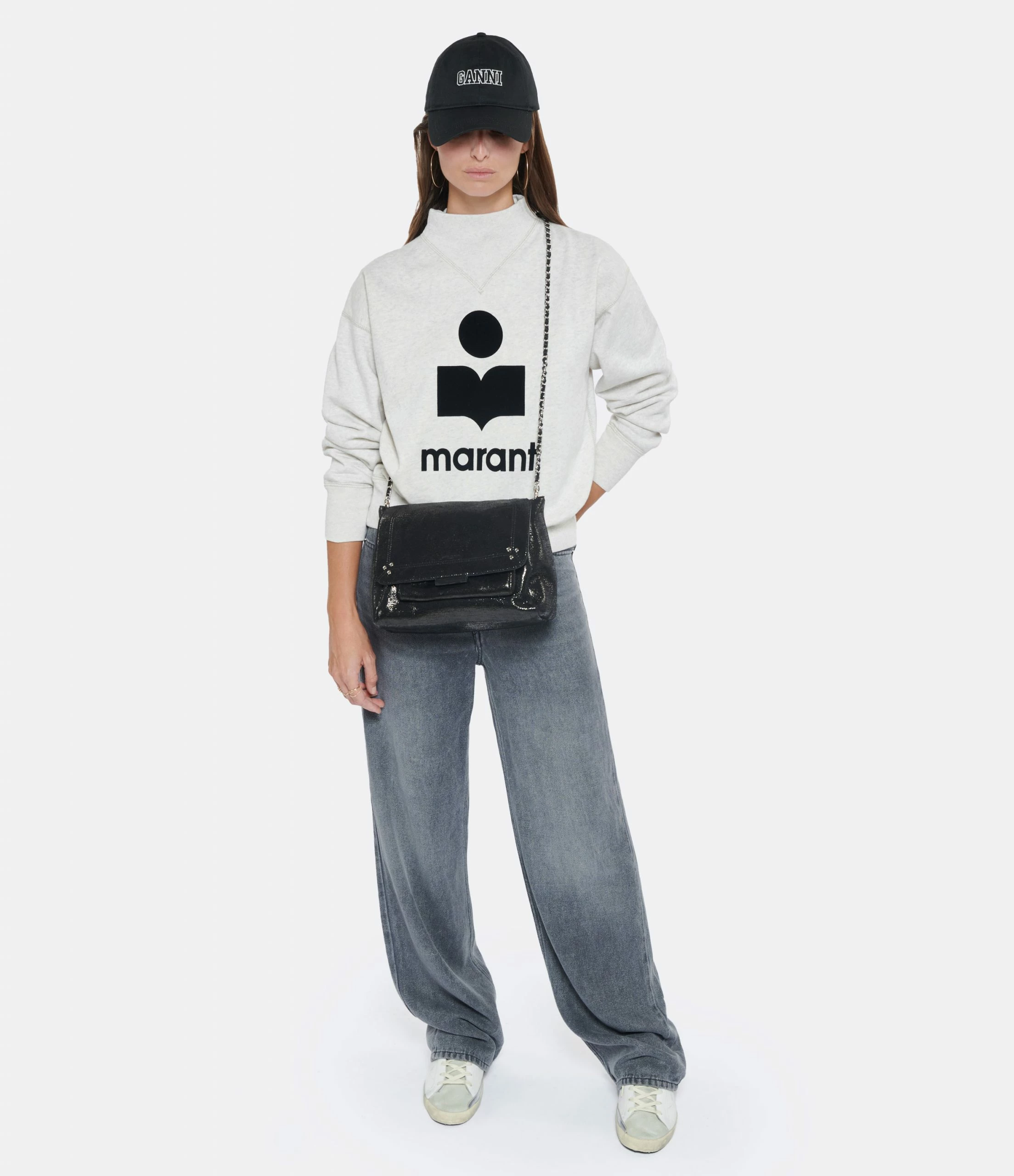 JEROME DREYFUSS Sac Lulu L Cuir Lamé Noir 9 JEROME DREYFUSS Sac Lulu L Cuir Lamé Noir – Image 7