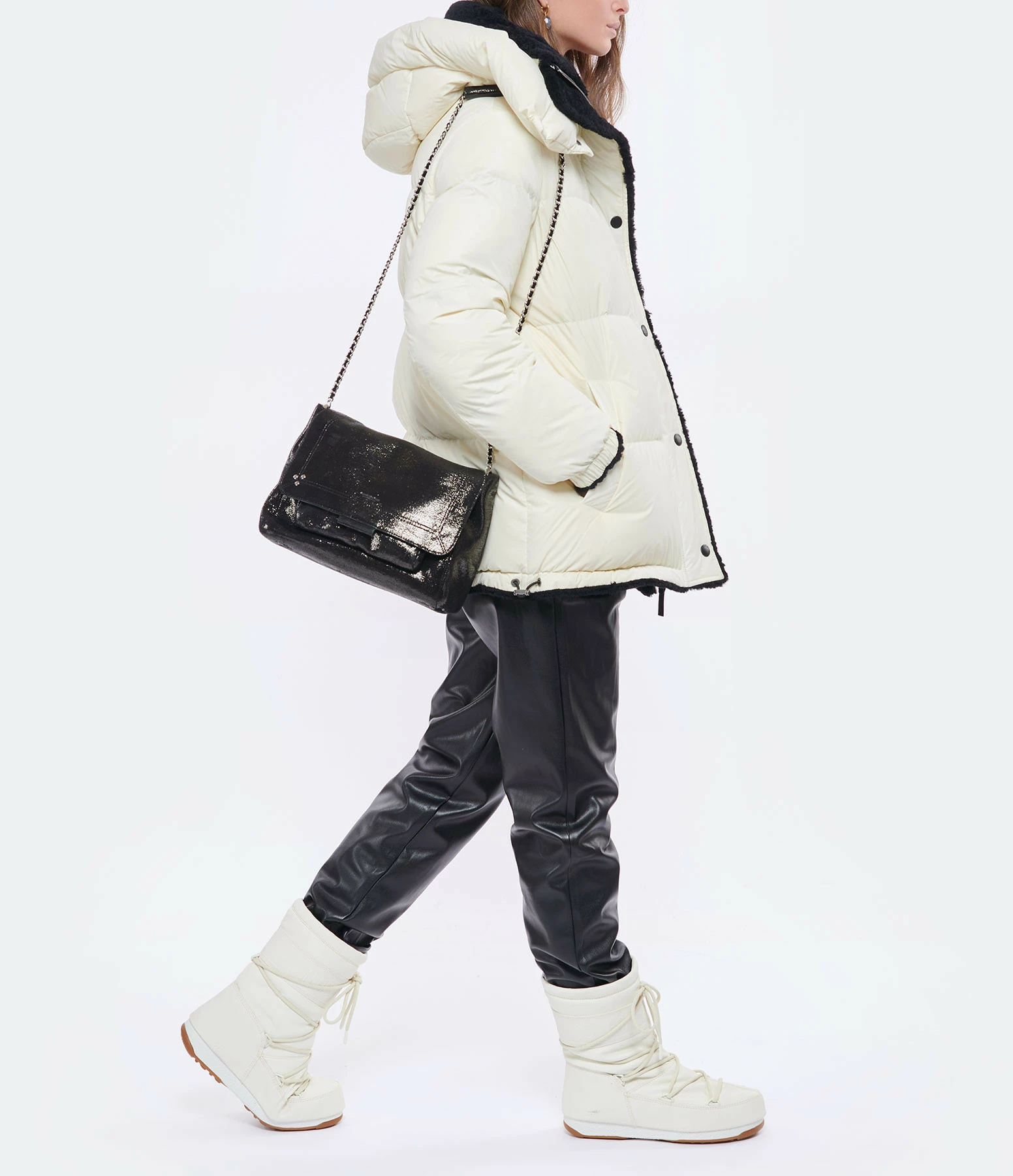 JEROME DREYFUSS Sac Lulu L Cuir Lamé Noir 10 JEROME DREYFUSS Sac Lulu L Cuir Lamé Noir – Image 8