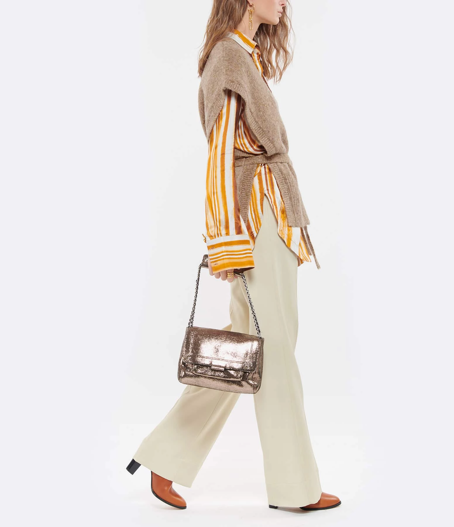 JEROME DREYFUSS Sac Lulu M Cuir Lamé Champa 9 JEROME DREYFUSS Sac Lulu M Cuir Lamé Champa – Image 7