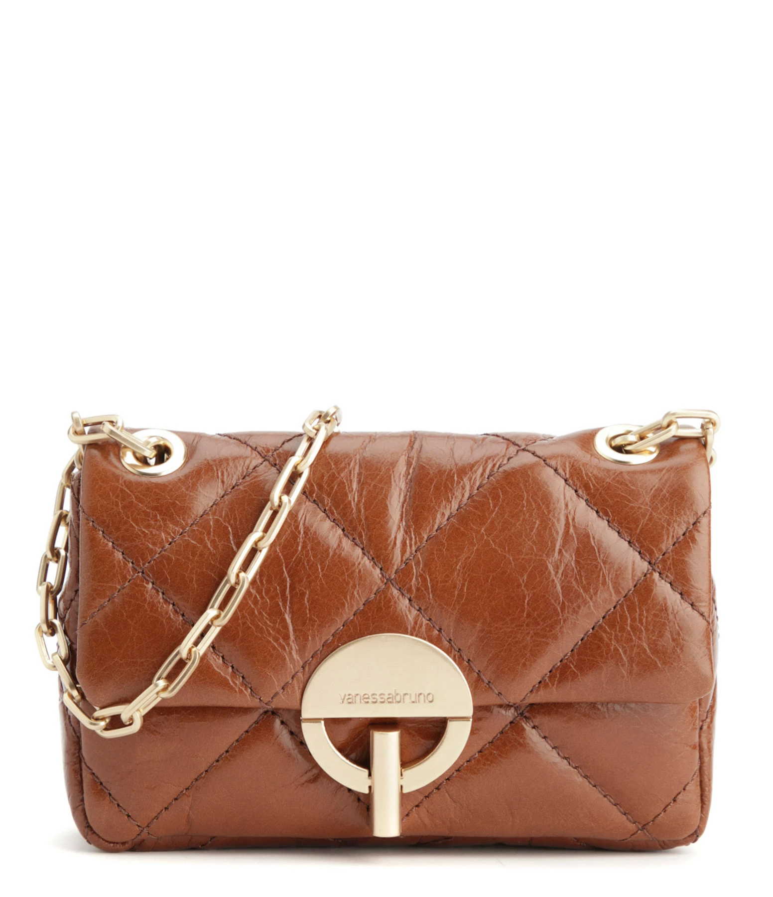 VANESSA BRUNO Sac Nano Moon Cuir Vachette Havane 3 VANESSA BRUNO Sac Nano Moon Cuir Vachette Havane