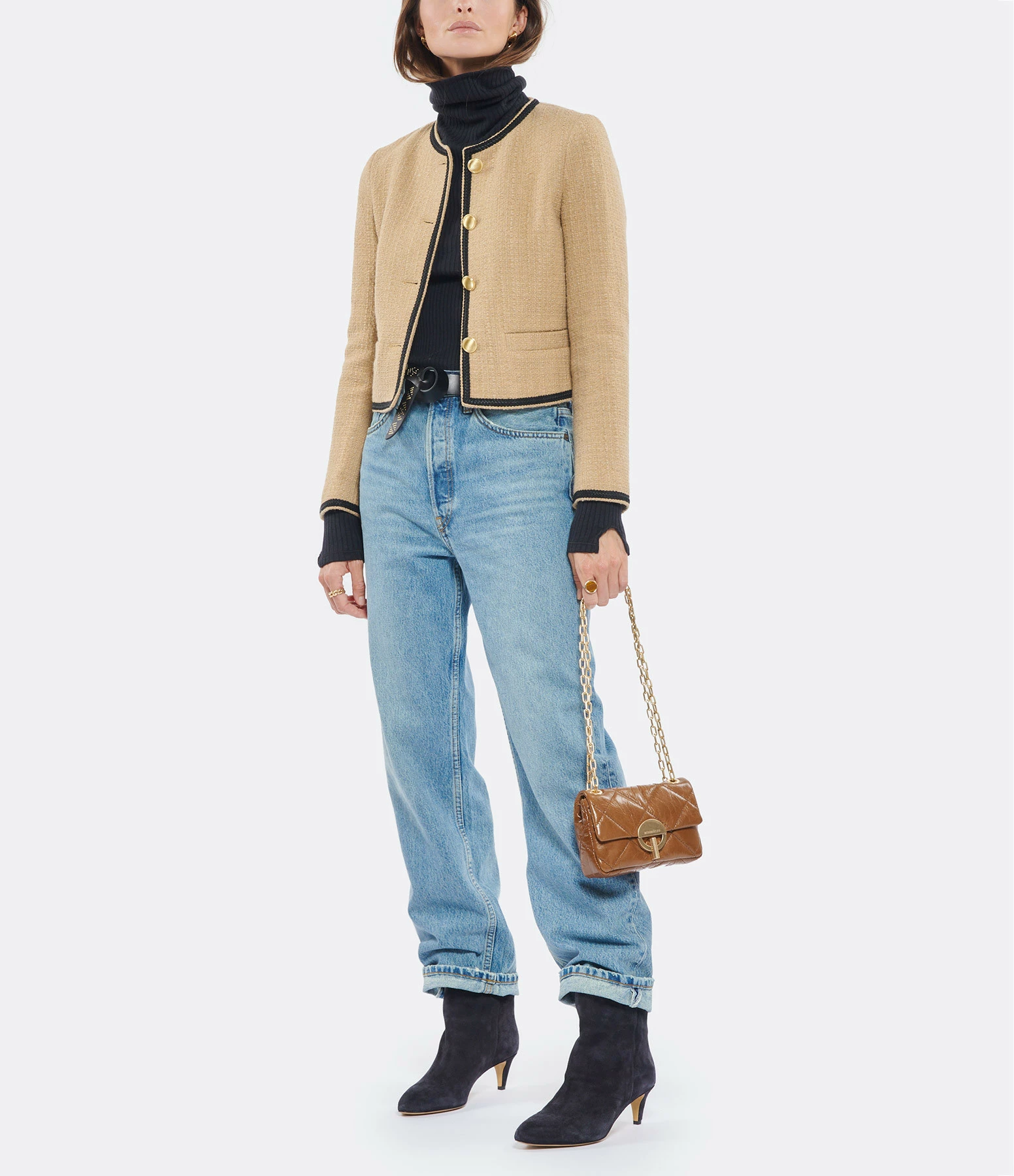 VANESSA BRUNO Sac Nano Moon Cuir Vachette Havane 8 VANESSA BRUNO Sac Nano Moon Cuir Vachette Havane – Image 6