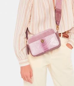 CLARIS VIROT Sac Lily Python Bordeaux Délavé -jerome dreyfuss shop unnamed file 1427