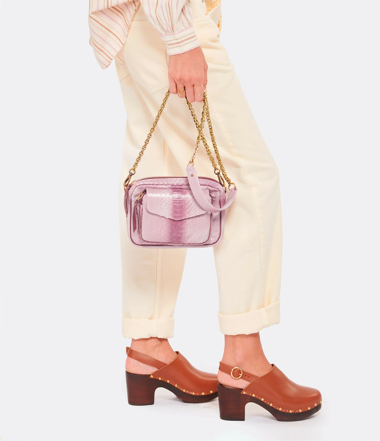 CLARIS VIROT Sac Charly Python Bordeaux Délavé 6 CLARIS VIROT Sac Charly Python Bordeaux Délavé – Image 4