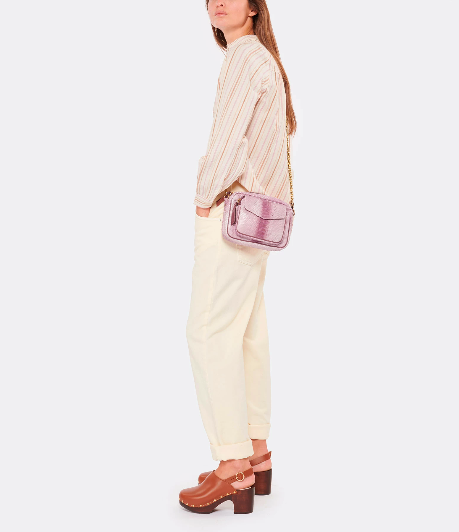 CLARIS VIROT Sac Charly Python Bordeaux Délavé 7 CLARIS VIROT Sac Charly Python Bordeaux Délavé – Image 5