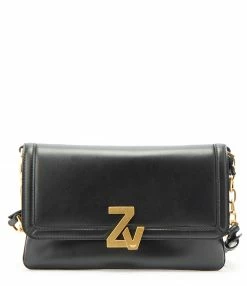 ZADIG & VOLTAIRE Sac ZV Initiale La Clutch Cuir Noir