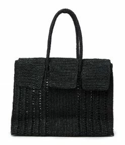 MAISON N.H Sac Dahlia Grand Raphia Noir