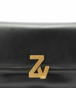ZADIG & VOLTAIRE Sac ZV Initiale La Clutch Cuir Noir -jerome dreyfuss shop unnamed file 1452