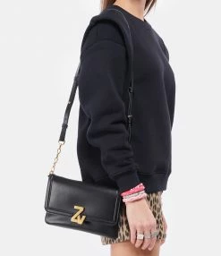 ZADIG & VOLTAIRE Sac ZV Initiale La Clutch Cuir Noir -jerome dreyfuss shop unnamed file 1453