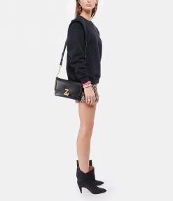 ZADIG & VOLTAIRE Sac ZV Initiale La Clutch Cuir Noir -jerome dreyfuss shop unnamed file 1454