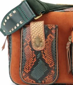 CLARIS VIROT Sac César Python Vert Orange -jerome dreyfuss shop unnamed file 1472