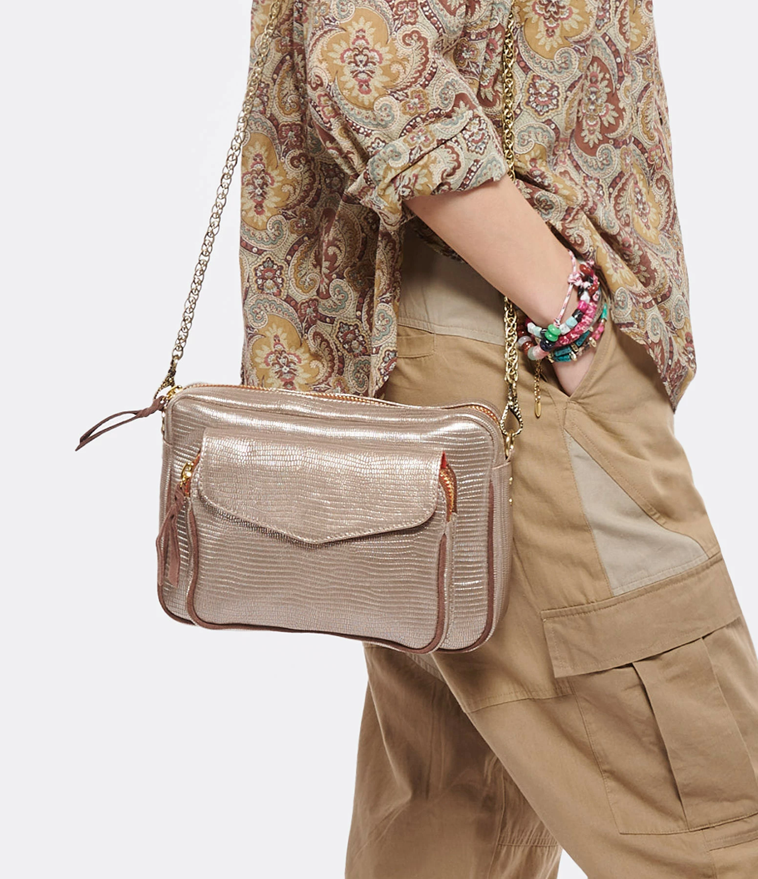 CLARIS VIROT Sac Big Charly Cuir Platine 7 CLARIS VIROT Sac Big Charly Cuir Platine – Image 5