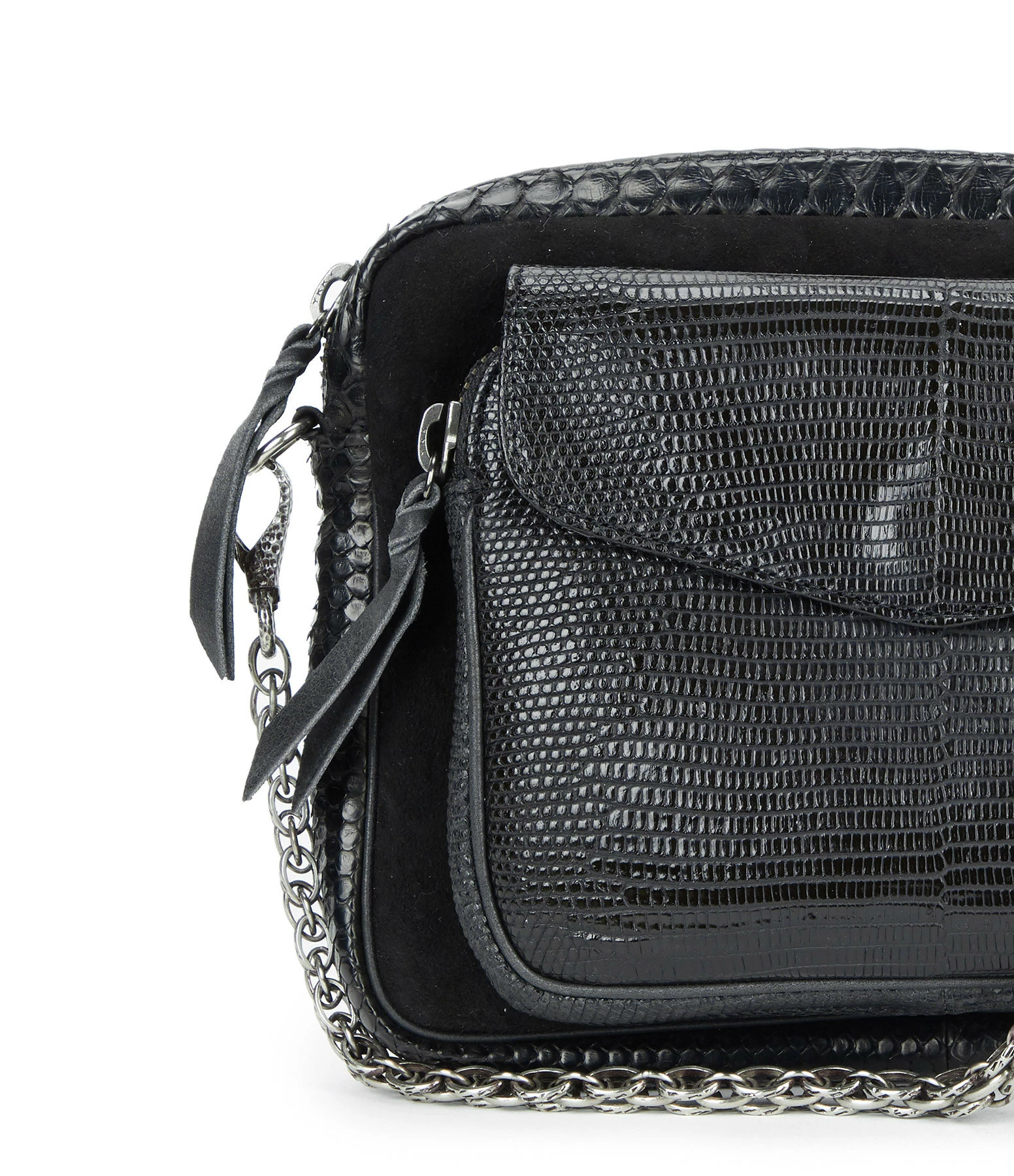 CLARIS VIROT Sac Big Charly Python, Suédé Noir 6 CLARIS VIROT Sac Big Charly Python, Suédé Noir – Image 4