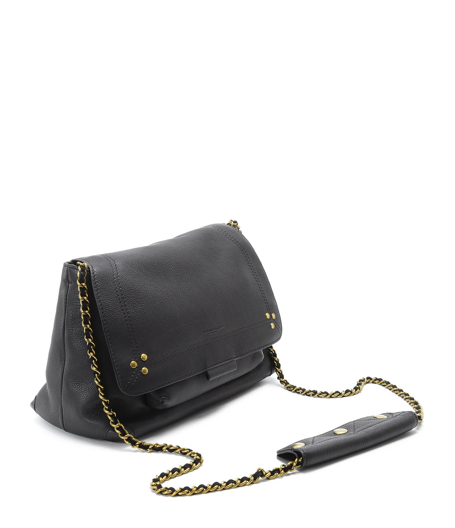 JEROME DREYFUSS Sac Lulu M Cuir Grainé Noir Brass 4 JEROME DREYFUSS Sac Lulu M Cuir Grainé Noir Brass – Image 2