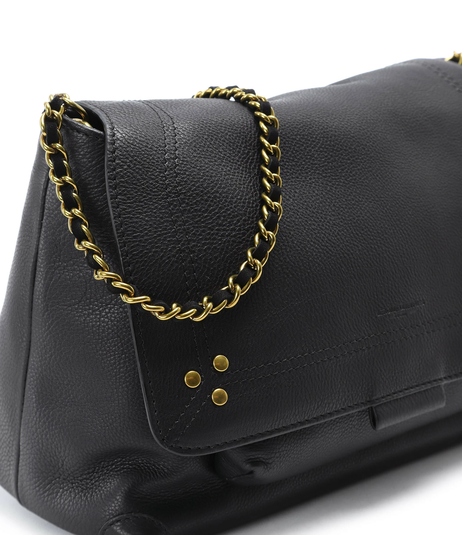 JEROME DREYFUSS Sac Lulu M Cuir Grainé Noir Brass 8 JEROME DREYFUSS Sac Lulu M Cuir Grainé Noir Brass – Image 6