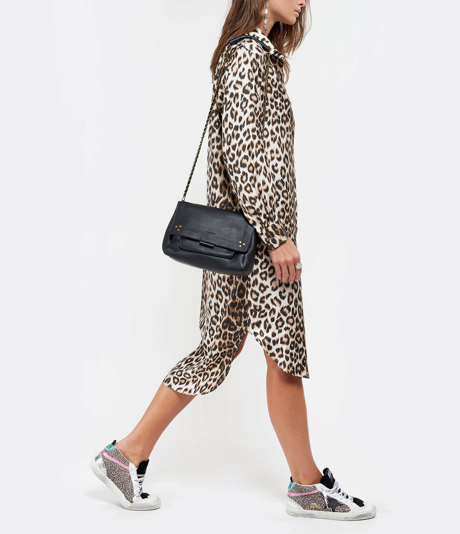 JEROME DREYFUSS Sac Lulu M Cuir Grainé Noir Brass 10 JEROME DREYFUSS Sac Lulu M Cuir Grainé Noir Brass – Image 8